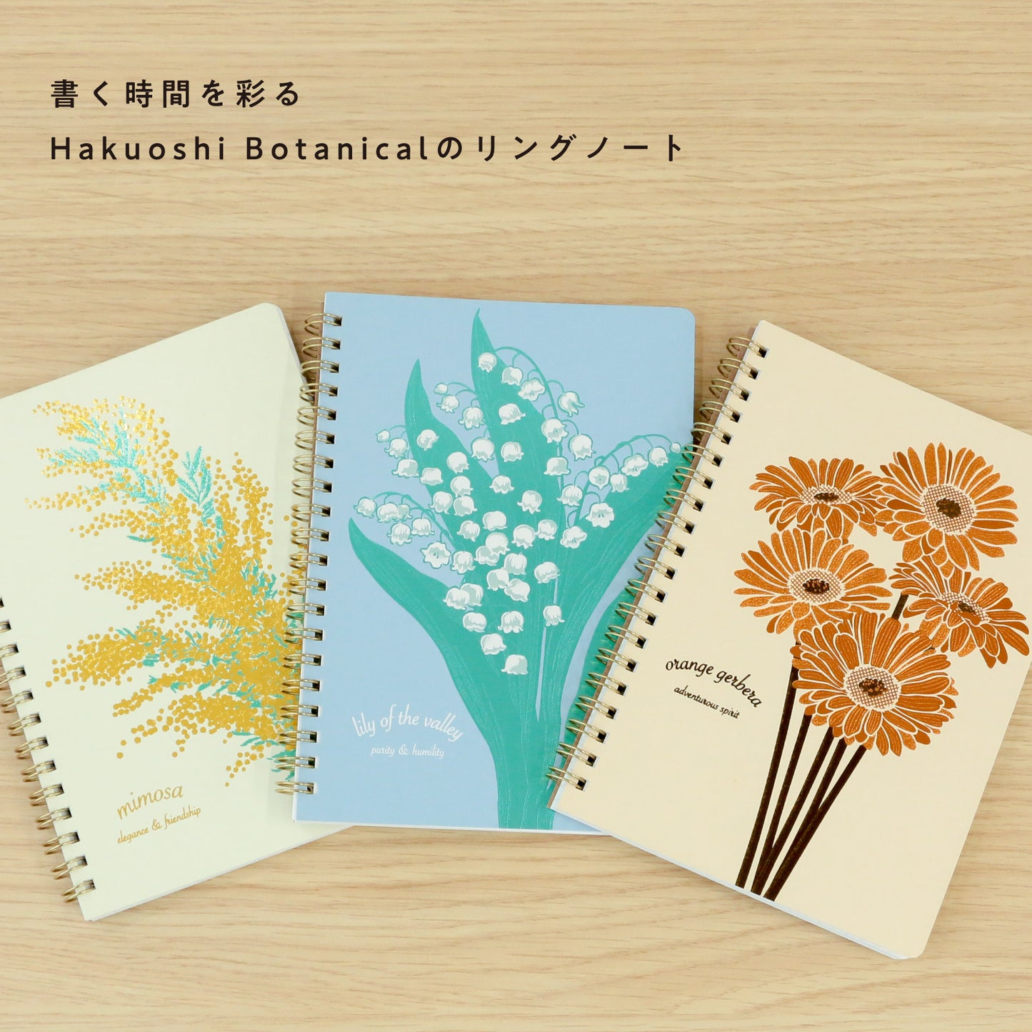 Hakuoshi Botanical B6リングノート 「ミモザ」