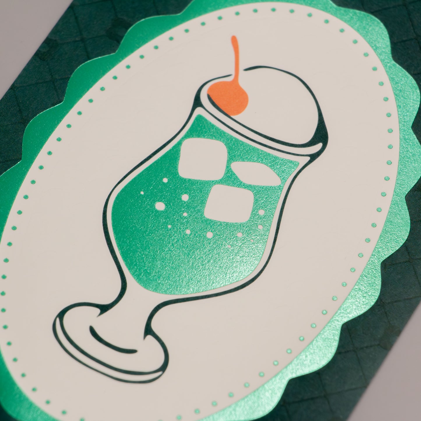 喫茶にじいろ堂 クリームソーダ ポストカード キルティング「メロン」