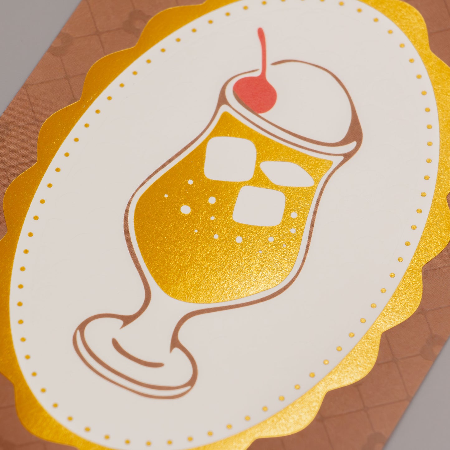 喫茶にじいろ堂 クリームソーダ ポストカード キルティング「レモン」