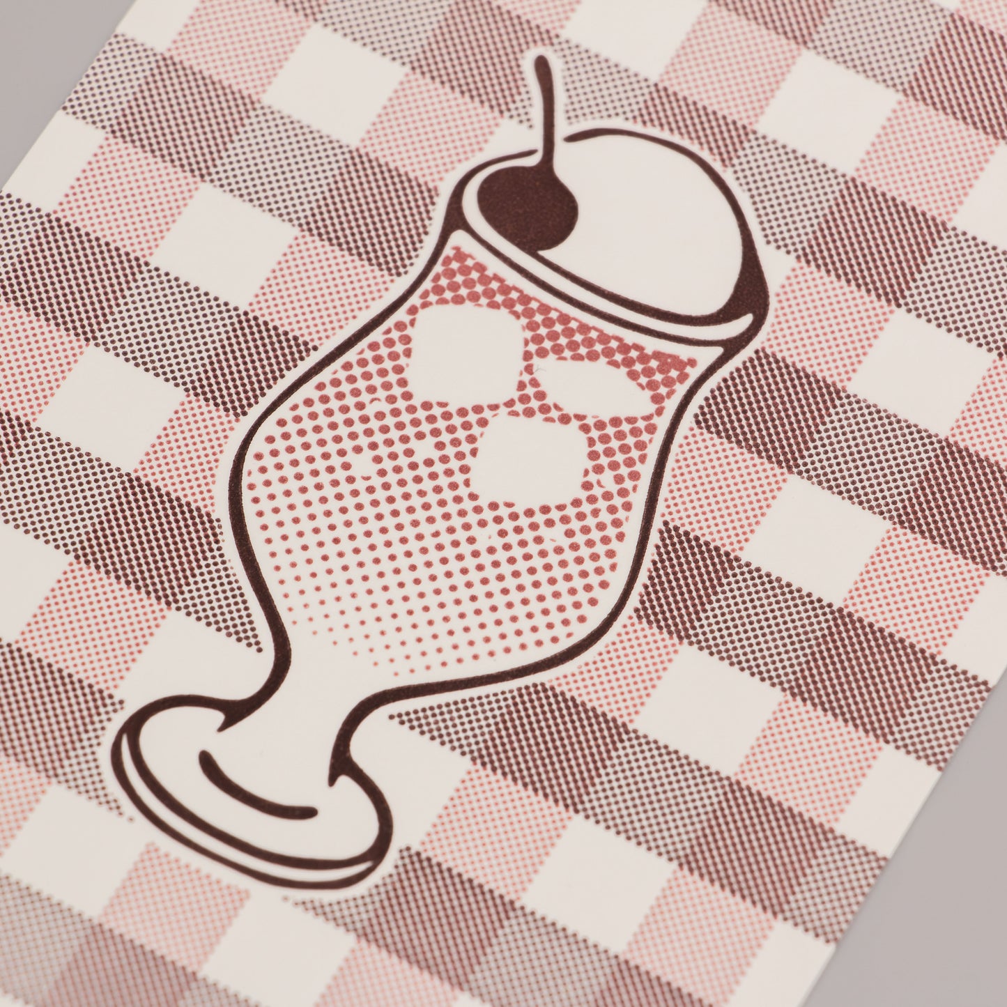 Cafe Nijirodo Cream Soda Postcard Gingham Check "Strawberry"