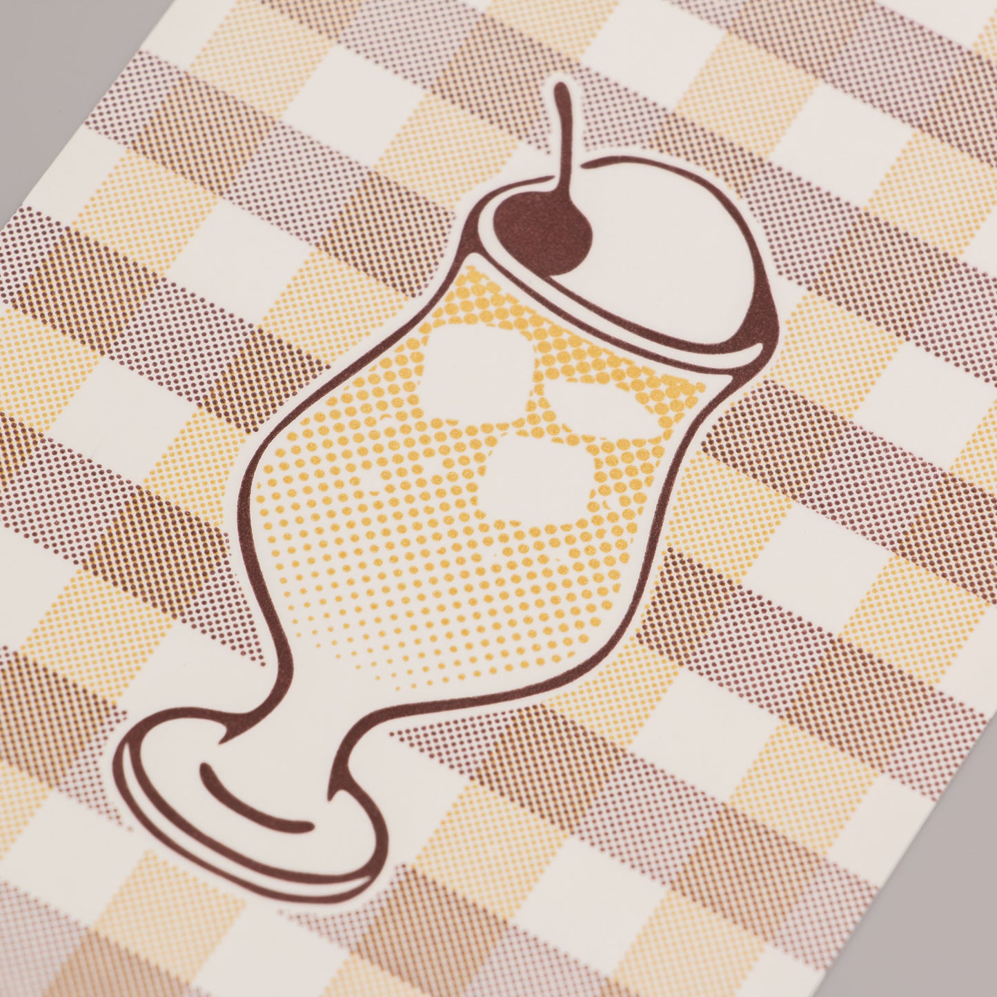 Cafe Nijirodo Cream Soda Postcard Gingham Check "Lemon"