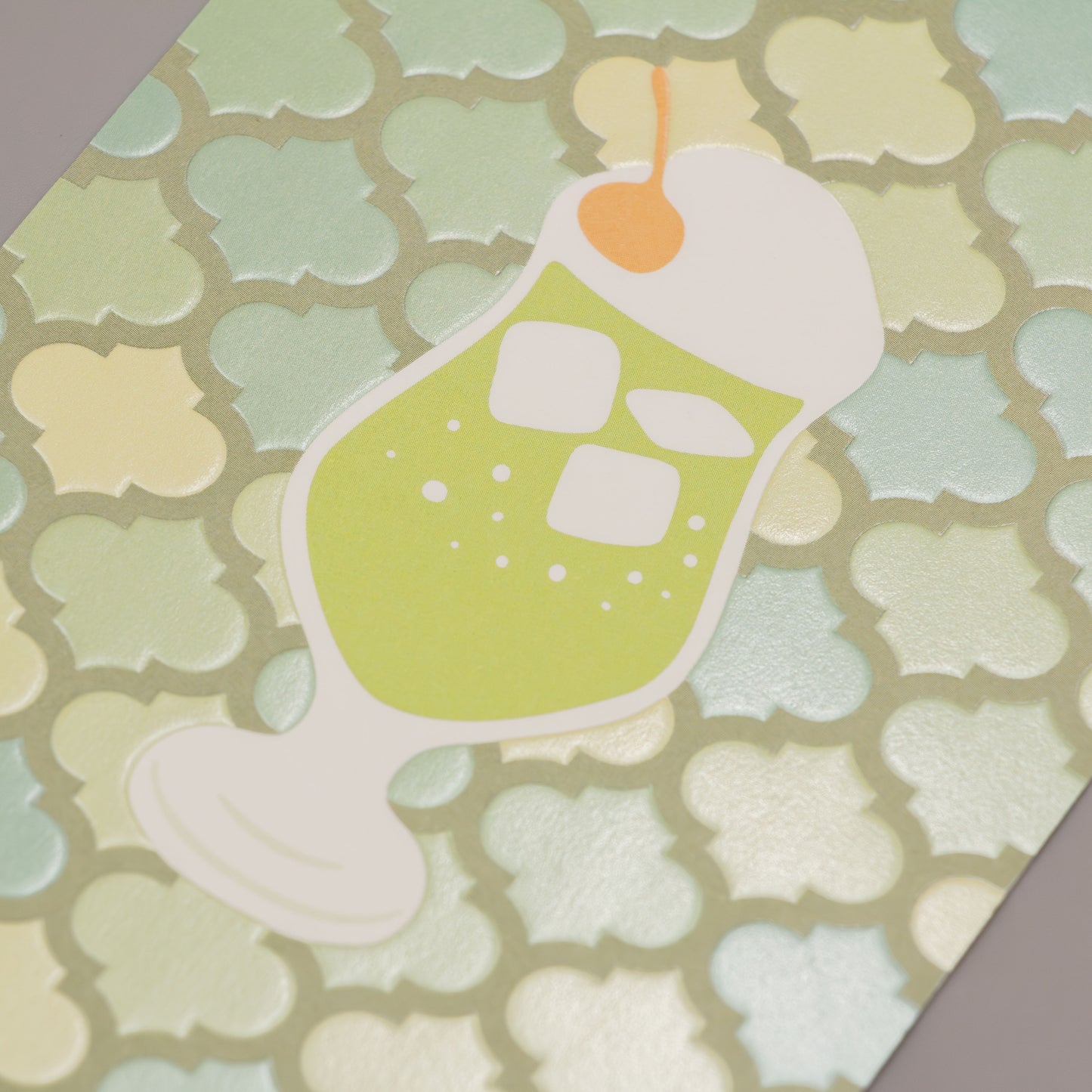 喫茶にじいろ堂 クリームソーダ ポストカード タイル「キウイ」