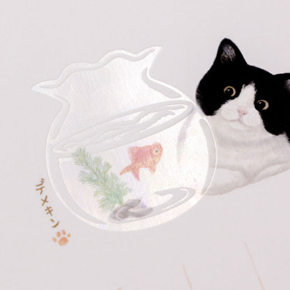 暑中はがき 猫のいる風景 「デメキン」