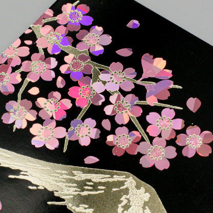 日本名所シリーズ 桜富士 箔押しポストカード 「夜桜」