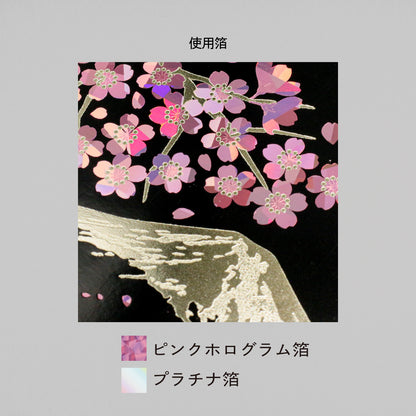 日本名所シリーズ 桜富士 箔押しポストカード 「夜桜」