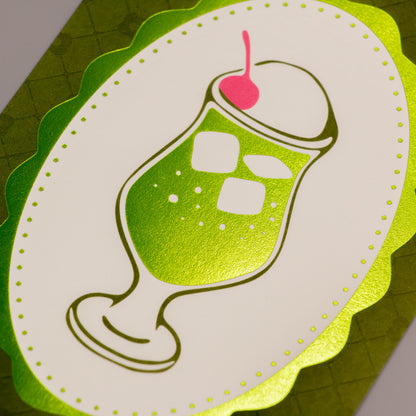 Nijirodo Cafe Cream Soda Postcard Quilted "Kiwi"