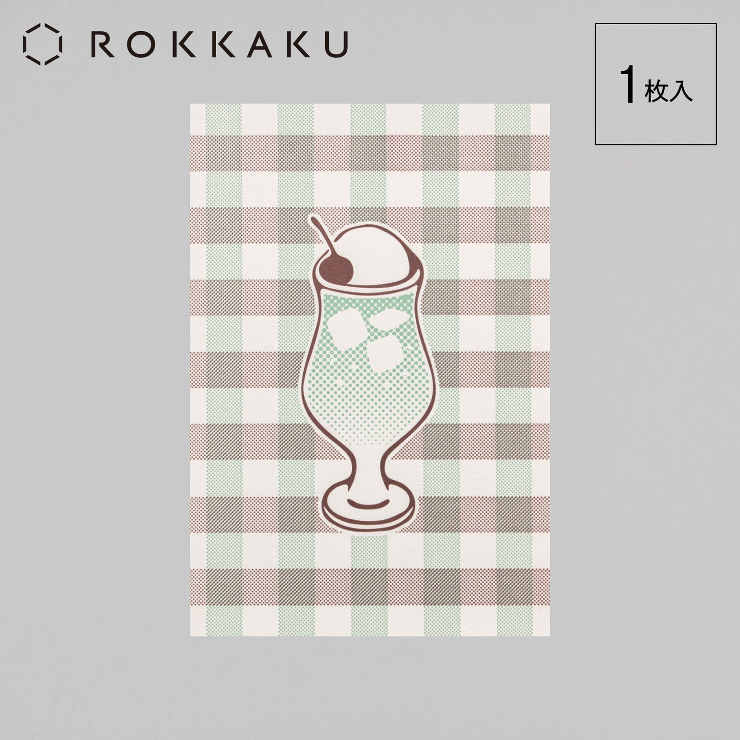 Cafe Nijirodo Cream Soda Postcard Gingham Check "Melon"