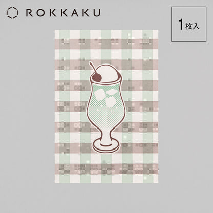 Cafe Nijirodo Cream Soda Postcard Gingham Check "Melon"