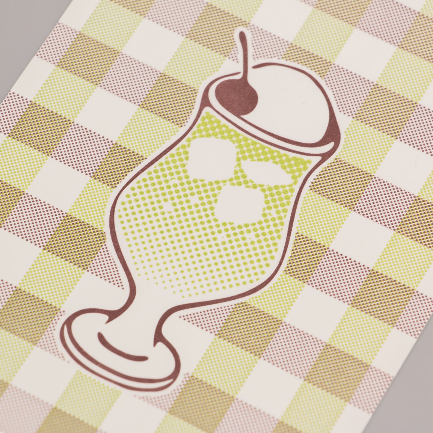 Cafe Nijirodo Cream Soda Postcard Gingham Check "Kiwi"