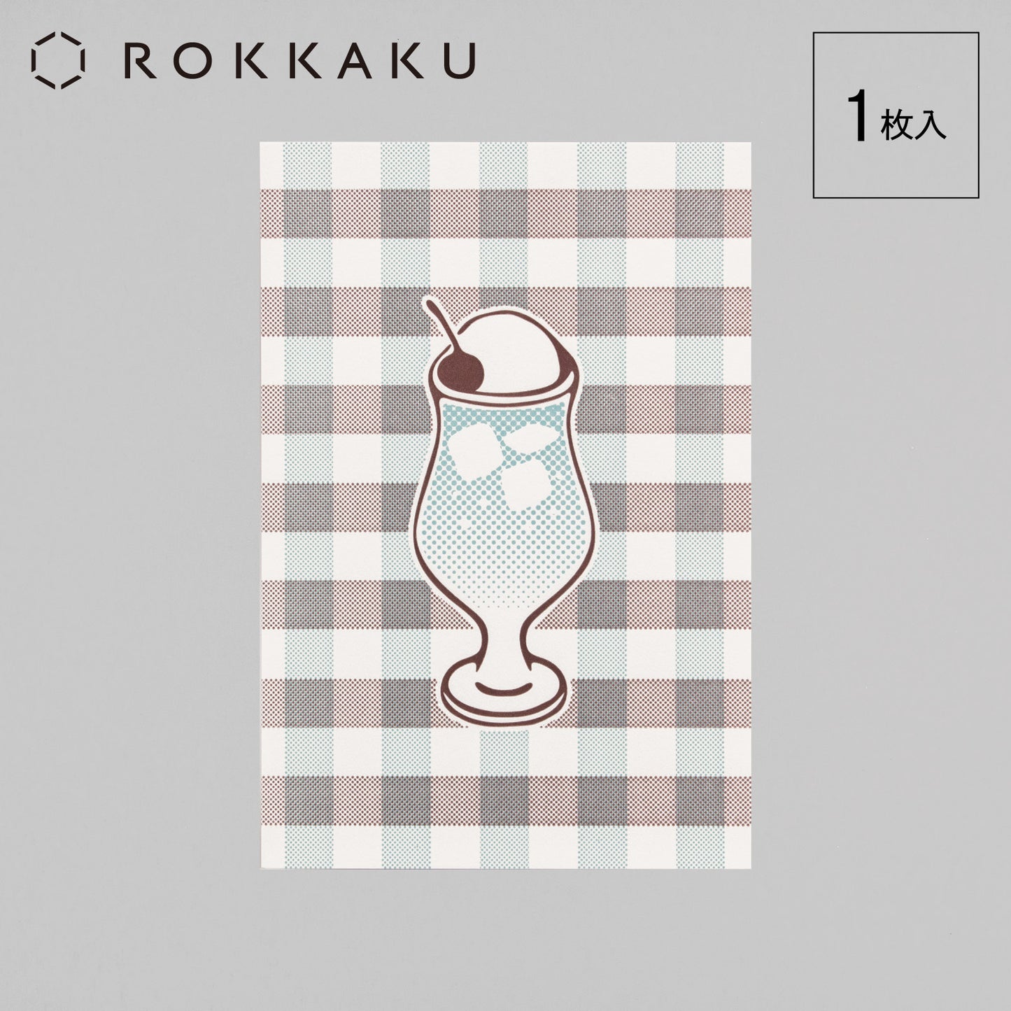 Cafe Nijirodo Cream Soda Postcard Gingham Check "Blue Hawaii"