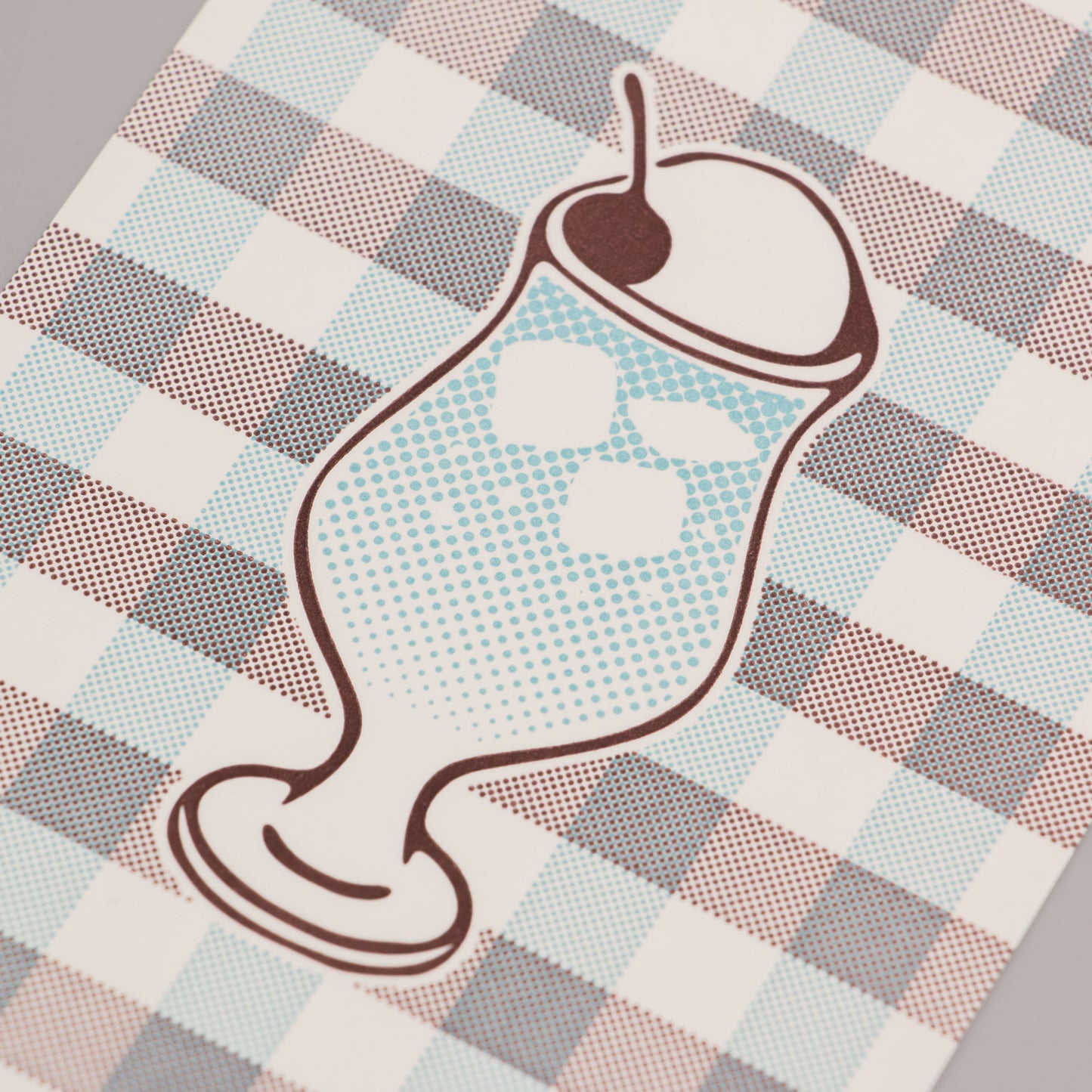 Cafe Nijirodo Cream Soda Postcard Gingham Check "Blue Hawaii"