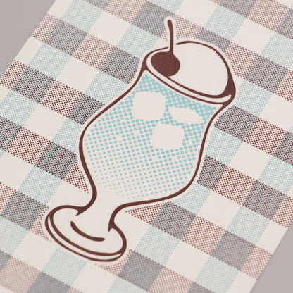 Cafe Nijirodo Cream Soda Postcard Gingham Check "Blue Hawaii"