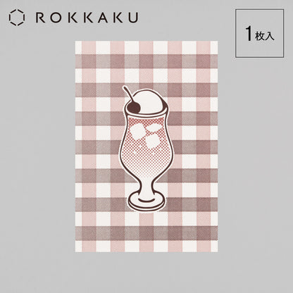 Cafe Nijirodo Cream Soda Postcard Gingham Check "Strawberry"