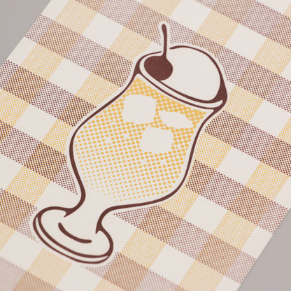 Cafe Nijirodo Cream Soda Postcard Gingham Check "Lemon"