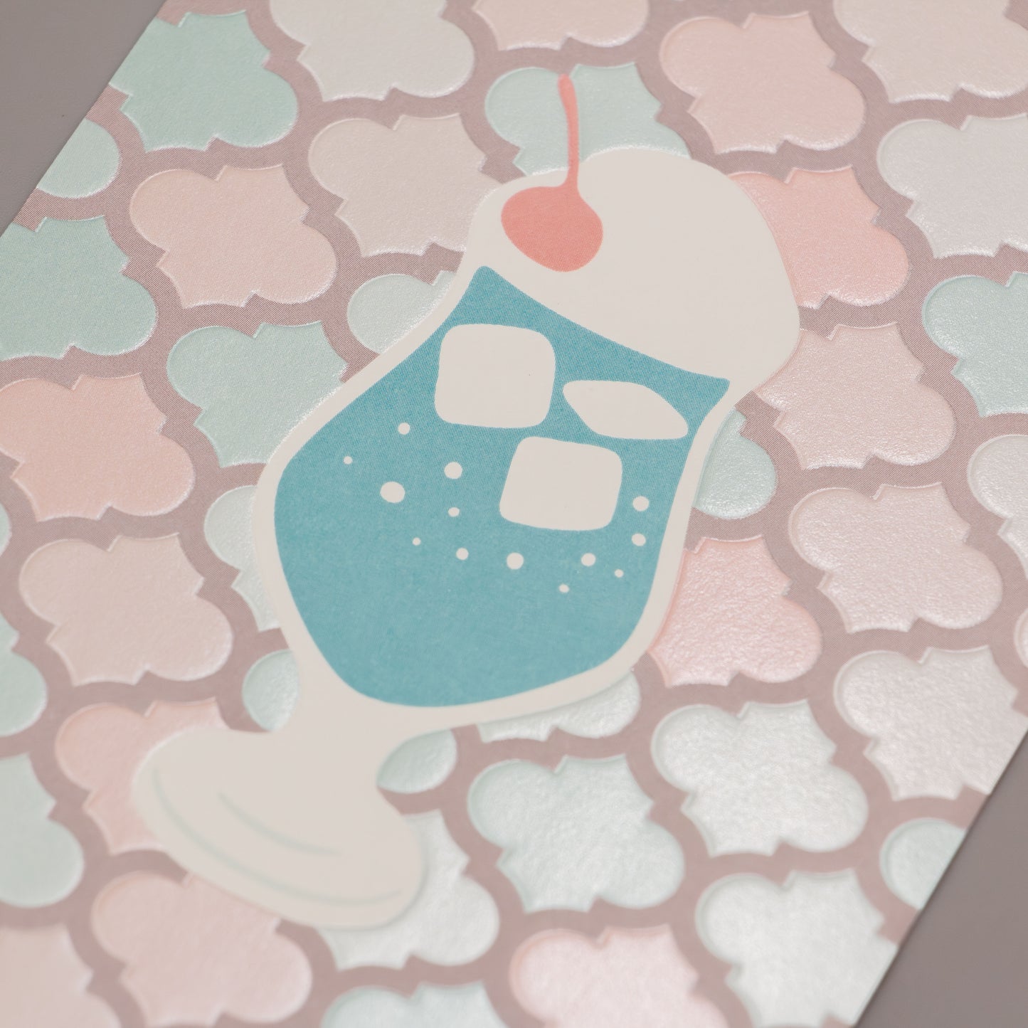 Cafe Nijirodo Cream Soda Postcard Tile "Blue Hawaii"