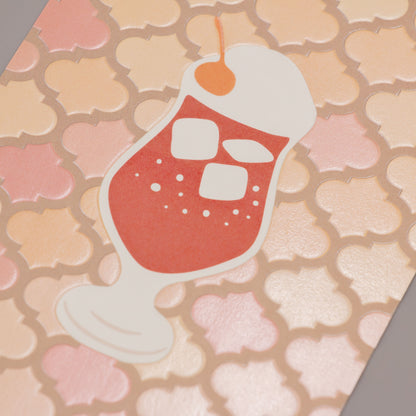 喫茶にじいろ堂 クリームソーダ ポストカード タイル「ストロベリー」