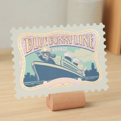 オビワン 切手型ポストカード「BLUE BUNNY LINE」