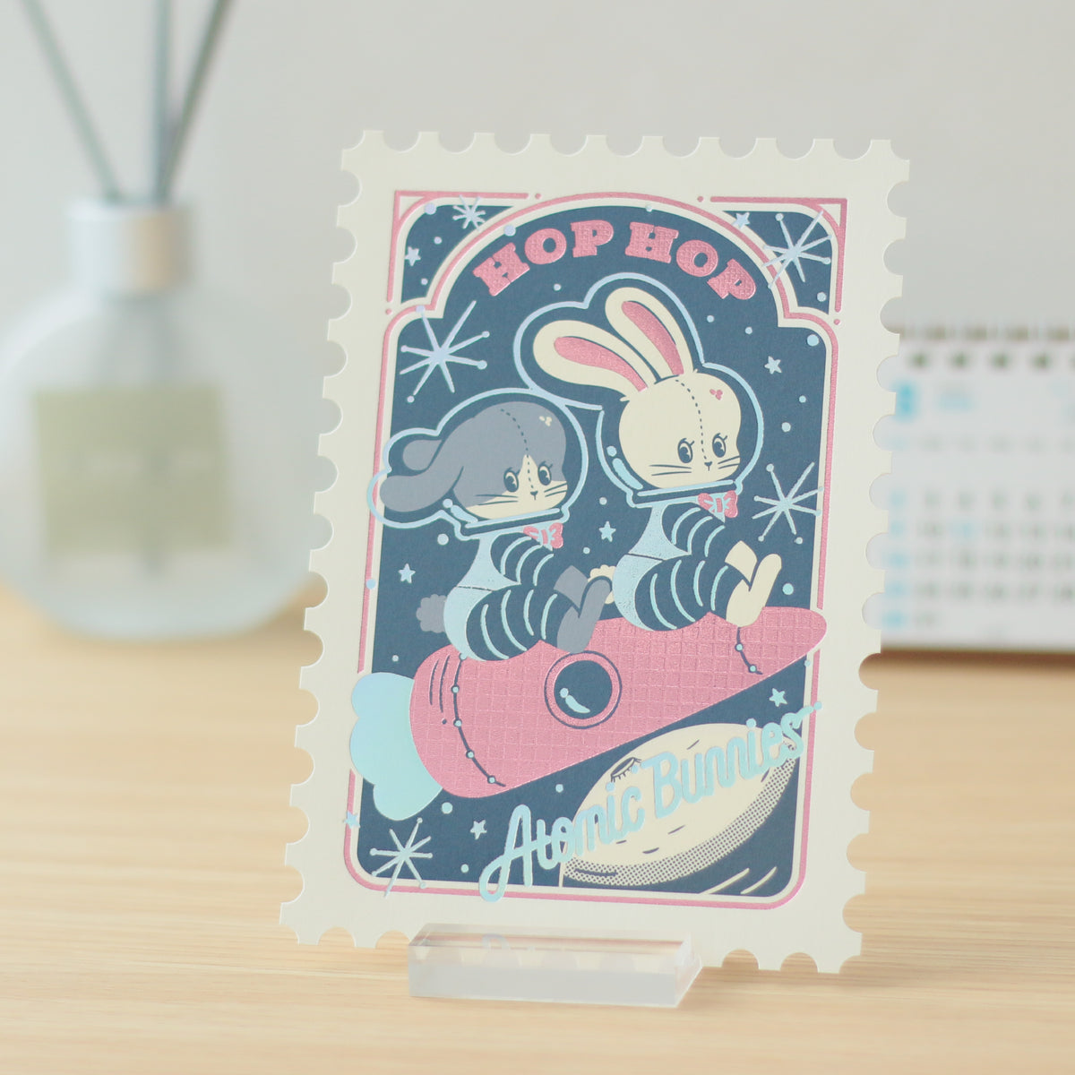 オビワン 切手型ポストカード「Atomic Bunnies」