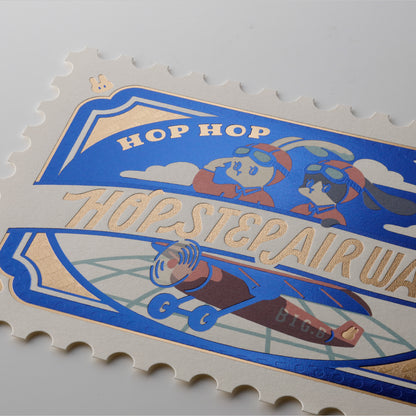 オビワン 切手型ポストカード「HOP STEP AIR WAYS」