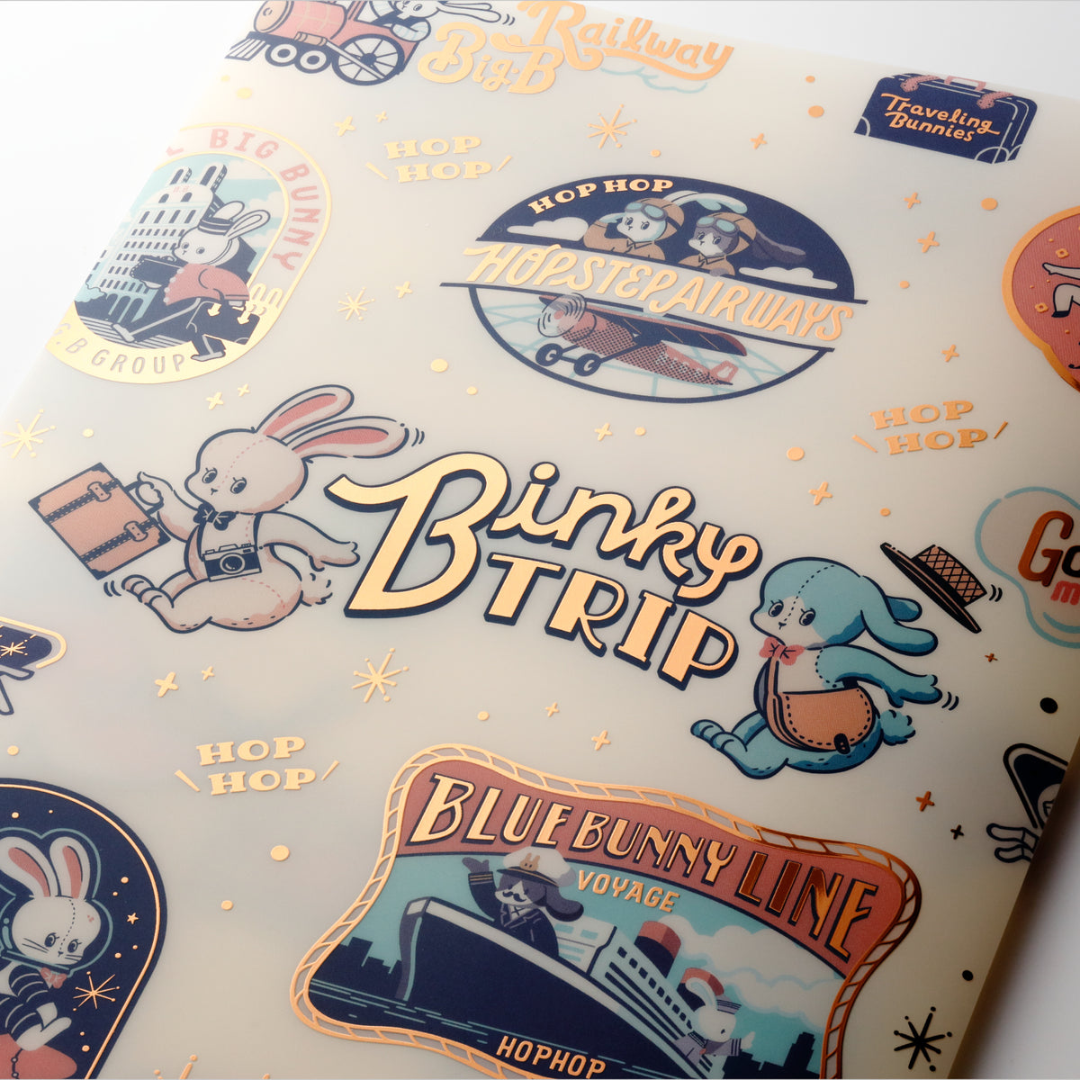 オビワン A5ダブルポケットクリアファイル「Traveling Bunnies」
