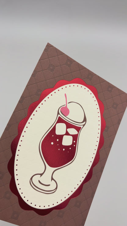 Cafe Nijirodo Cream Soda Postcard Quilting "Strawberry"