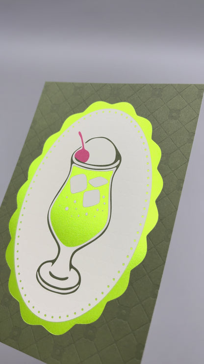 Nijirodo Cafe Cream Soda Postcard Quilted "Kiwi"