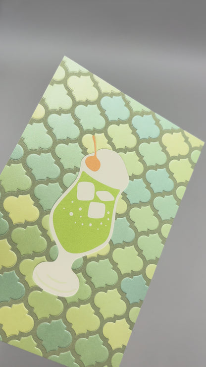 喫茶にじいろ堂 クリームソーダ ポストカード タイル「キウイ」