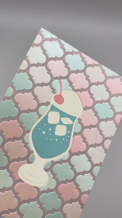 Cafe Nijirodo Cream Soda Postcard Tile "Blue Hawaii"