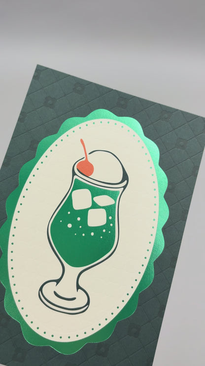 喫茶にじいろ堂 クリームソーダ ポストカード キルティング「メロン」