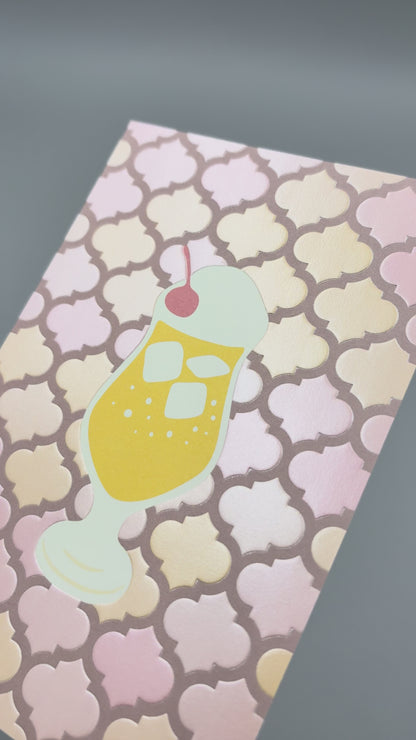 喫茶にじいろ堂 クリームソーダ ポストカード タイル「レモン」